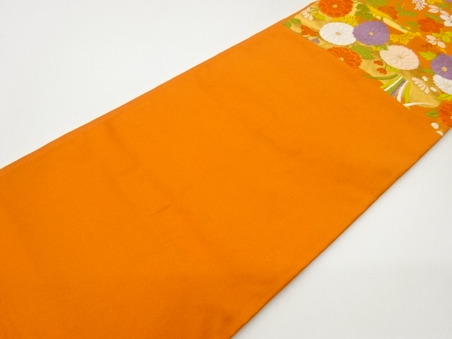  唐織秋草にヱ霞模様織出し袋帯